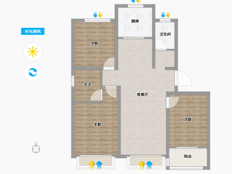 河北省-衡水市-滨湖书香雅居-93.34-户型库-采光通风