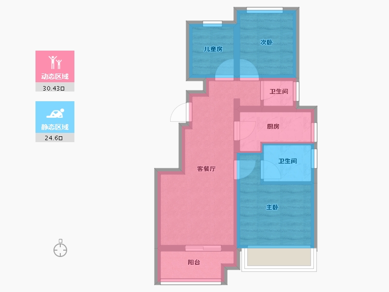 河南省-郑州市-金地正华·漾时代-47.27-户型库-动静分区