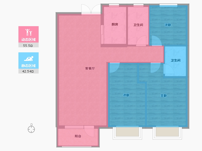 辽宁省-丹东市-江山和鳴-88.97-户型库-动静分区