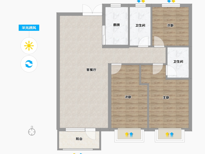 辽宁省-丹东市-江山和鳴-88.97-户型库-采光通风