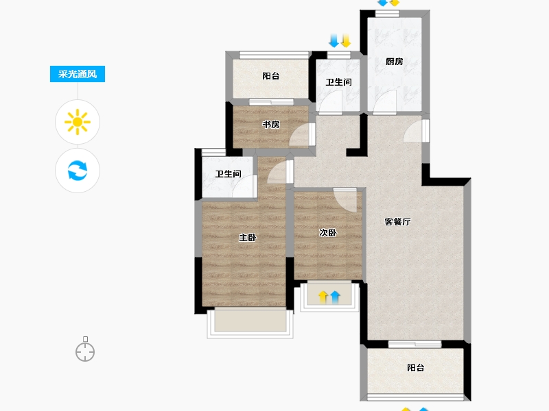 河南省-郑州市-东青·云锦熙悦-70.35-户型库-采光通风