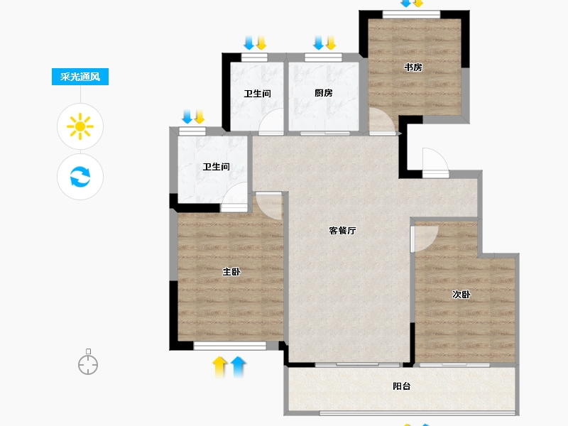 浙江省-宁波市-天阳大唐凤澜邸-84.12-户型库-采光通风