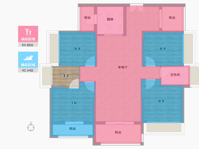 广东省-深圳市-尖岗山壹号花园-96.32-户型库-动静分区