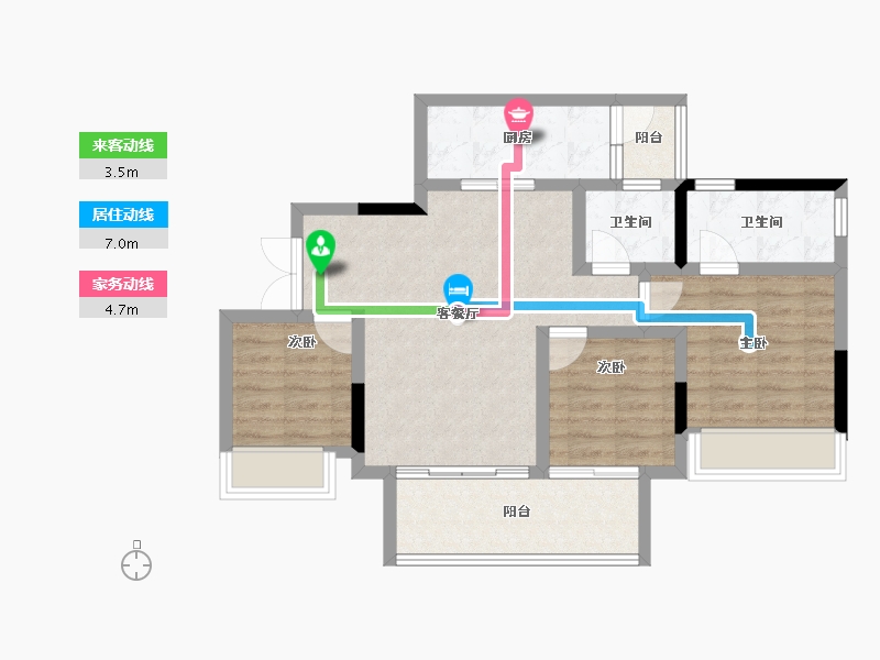 重庆-重庆市-海成金科印江府-74.62-户型库-动静线