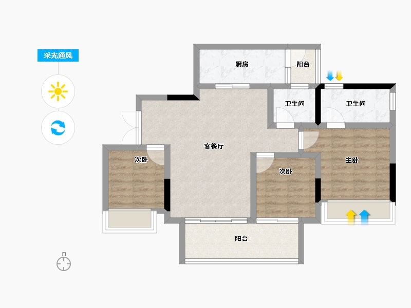 重庆-重庆市-海成金科印江府-74.62-户型库-采光通风