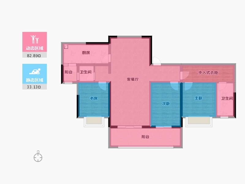 重庆-重庆市-北辰悦来壹号-102.40-户型库-动静分区