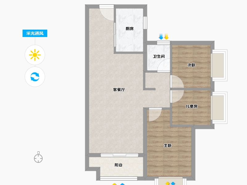 广东省-深圳市-深圳卓越城蔚蓝铂樾府-68.00-户型库-采光通风