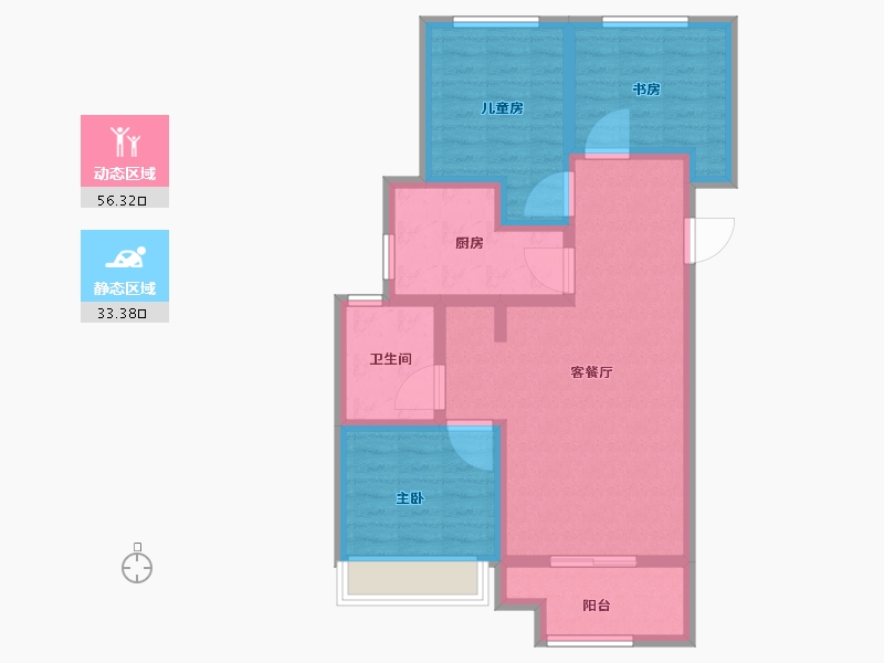 河南省-郑州市-金地正华·漾时代-79.20-户型库-动静分区