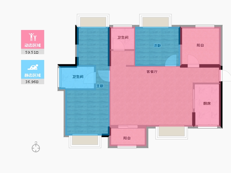 广东省-珠海市-涛鸿·金涛华府-86.95-户型库-动静分区