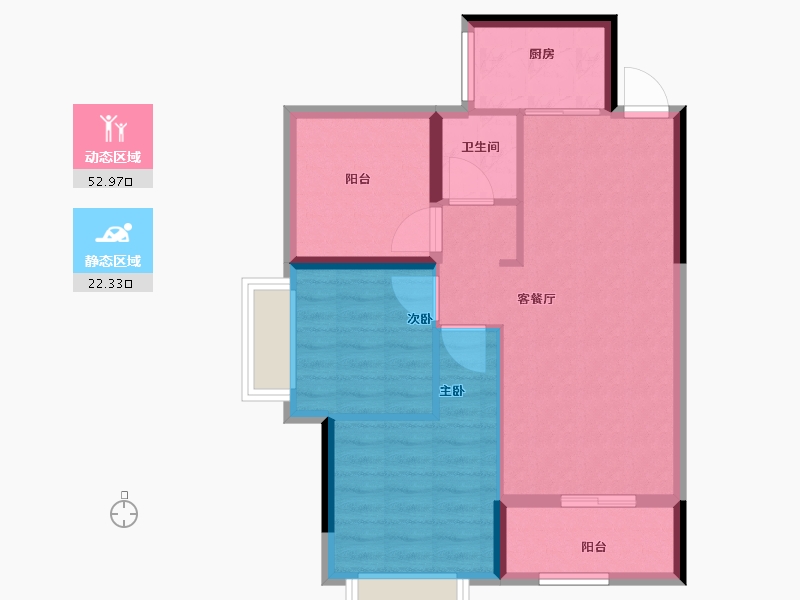 广东省-珠海市-涛鸿·金涛华府-67.57-户型库-动静分区