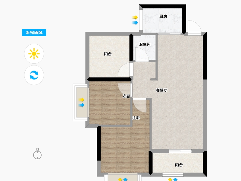 广东省-珠海市-涛鸿·金涛华府-67.57-户型库-采光通风