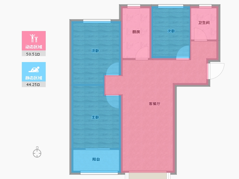 河北省-衡水市-滨湖书香雅居-85.18-户型库-动静分区