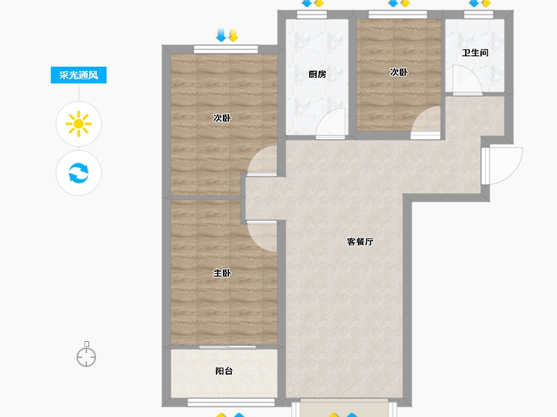 河北省-衡水市-滨湖书香雅居-85.18-户型库-采光通风