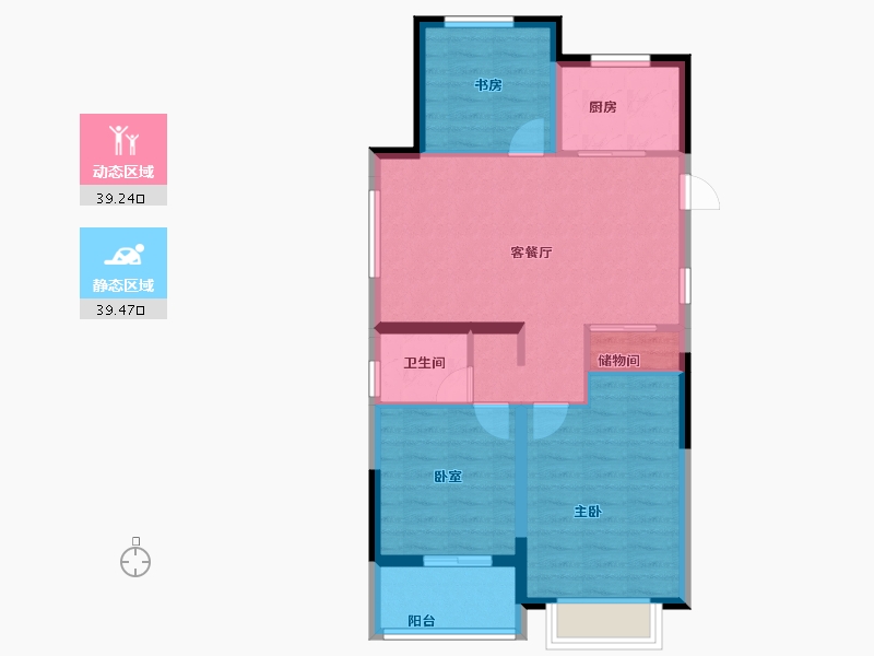 浙江省-金华市-都会文澜-70.40-户型库-动静分区