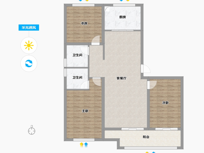 山东省-潍坊市-榕树苑-104.27-户型库-采光通风