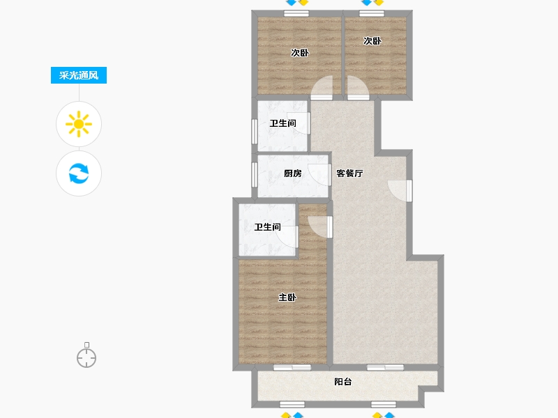 河北省-石家庄市-金地玺悦府-94.85-户型库-采光通风