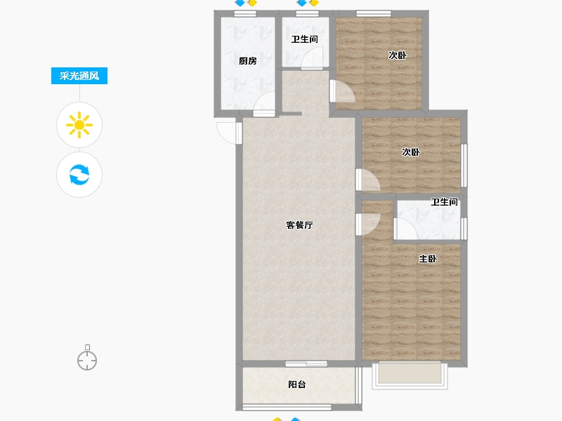 河南省-郑州市-华瑞·紫金嘉苑-104.00-户型库-采光通风