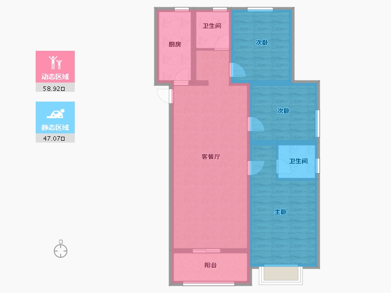 河南省-郑州市-华瑞·紫金嘉苑-94.40-户型库-动静分区