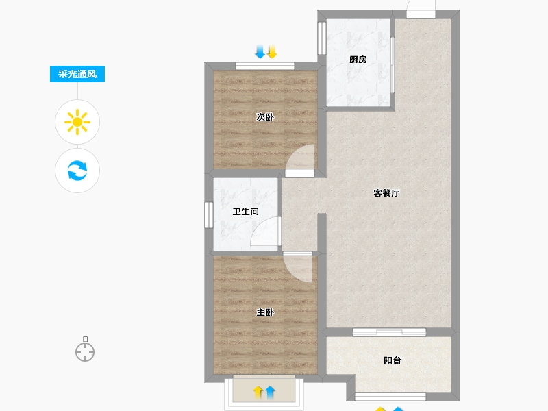 山西省-太原市-绿城中正诚园-70.97-户型库-采光通风