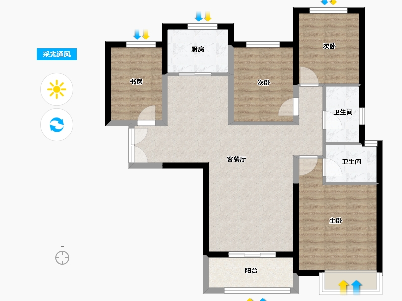 河南省-郑州市-汇泉景悦城-94.13-户型库-采光通风