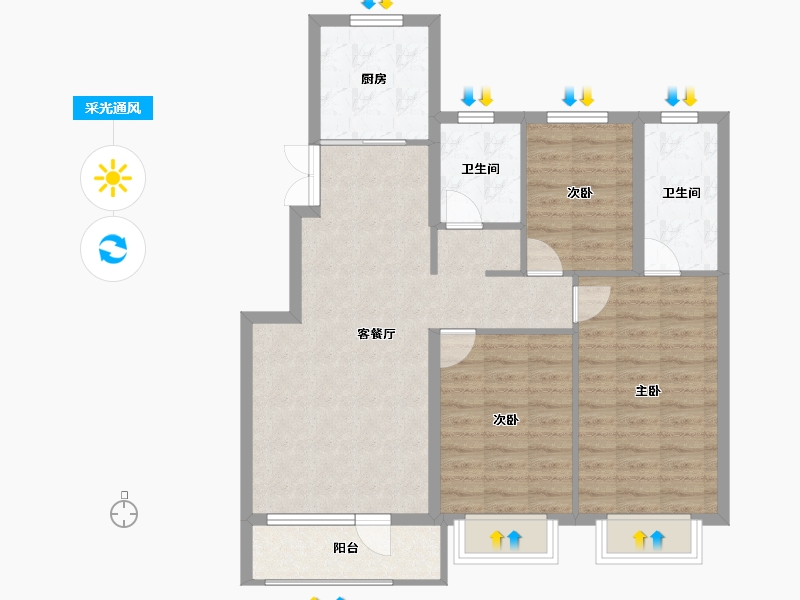 辽宁省-丹东市-江山和鳴-87.79-户型库-采光通风