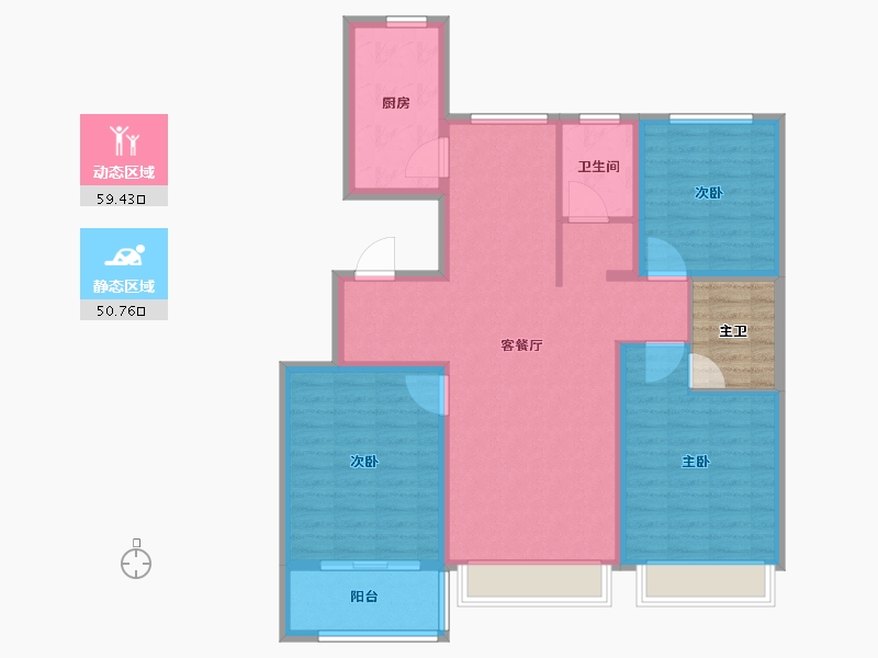 河北省-衡水市-滨湖书香雅居-103.73-户型库-动静分区