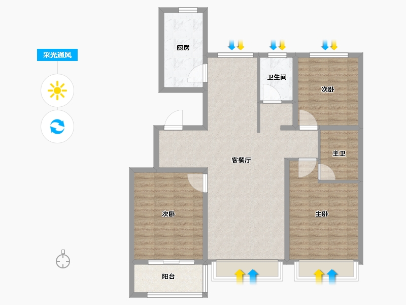 河北省-衡水市-滨湖书香雅居-103.73-户型库-采光通风