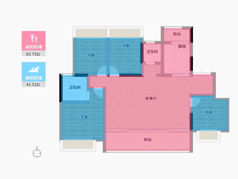 重庆-重庆市-海成金科印江府-95.54-户型库-动静分区