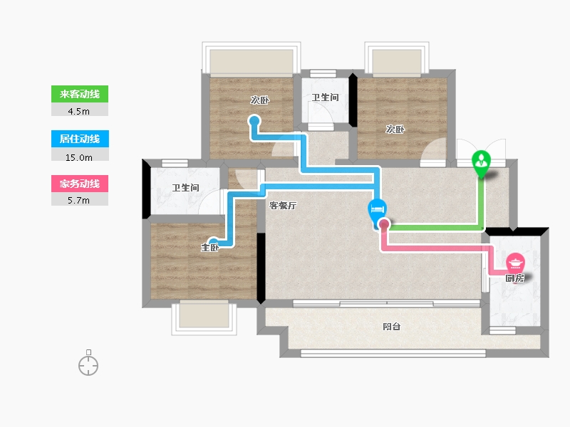 重庆-重庆市-海成金科印江府-73.85-户型库-动静线