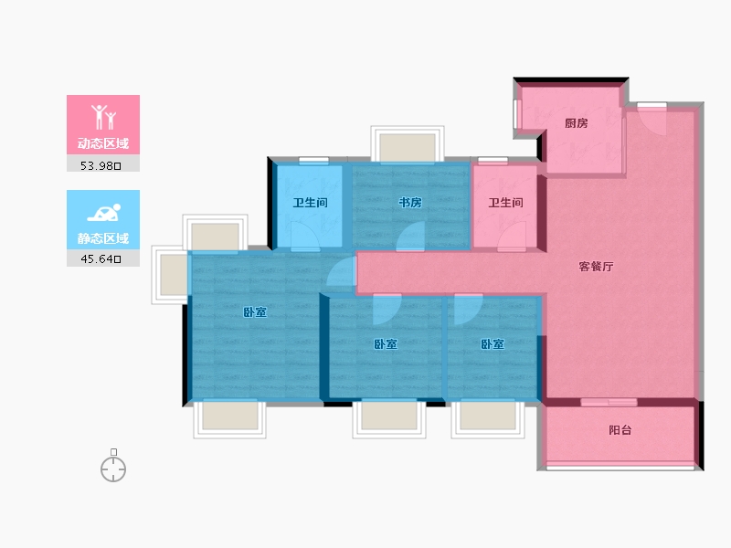 广东省-东莞市-中海十里溪境-88.97-户型库-动静分区