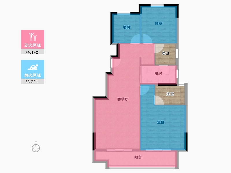 浙江省-宁波市-鸿程璟麟府-79.20-户型库-动静分区