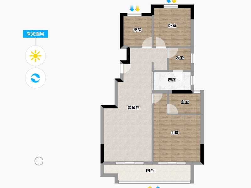 浙江省-宁波市-鸿程璟麟府-79.20-户型库-采光通风