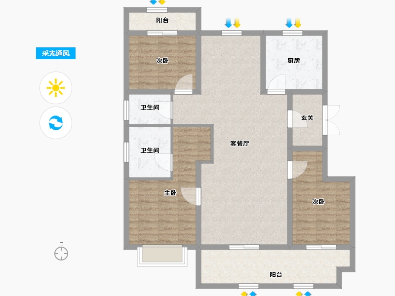 河北省-石家庄市-金地玺悦府-112.97-户型库-采光通风