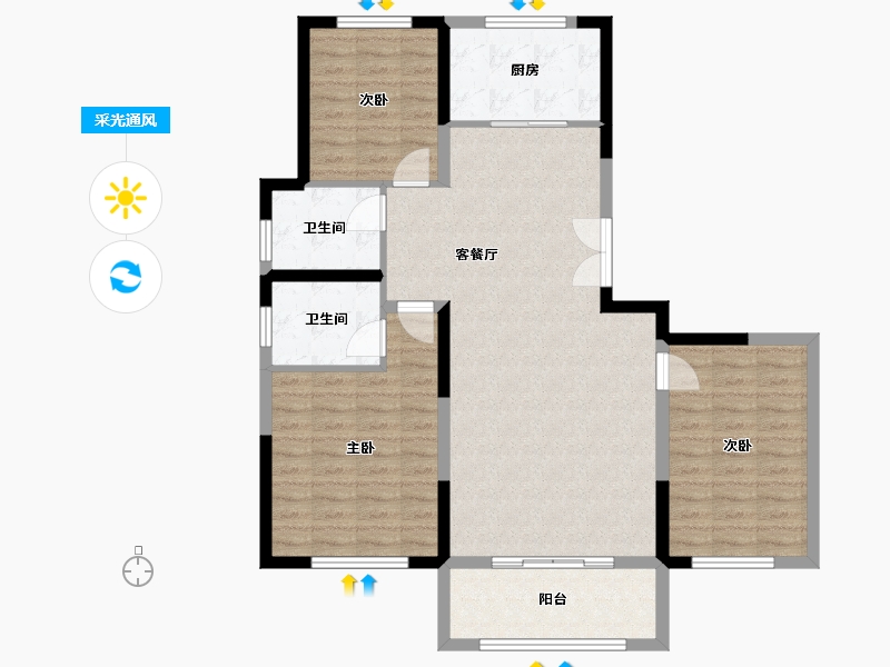 河南省-郑州市-正商宜家源-102.04-户型库-采光通风