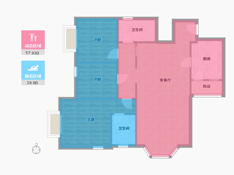 广东省-珠海市-凯旋门广场综合楼-99.81-户型库-动静分区