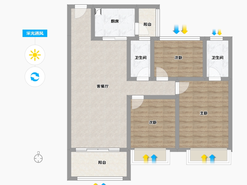 广东省-江门市-灏晟华园-83.93-户型库-采光通风