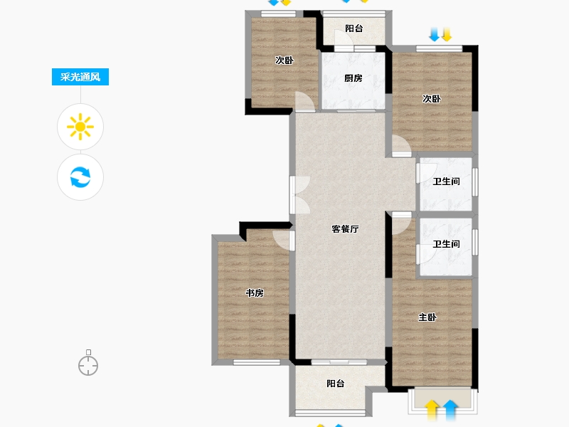 河南省-郑州市-​兴港永威和园-112.41-户型库-采光通风