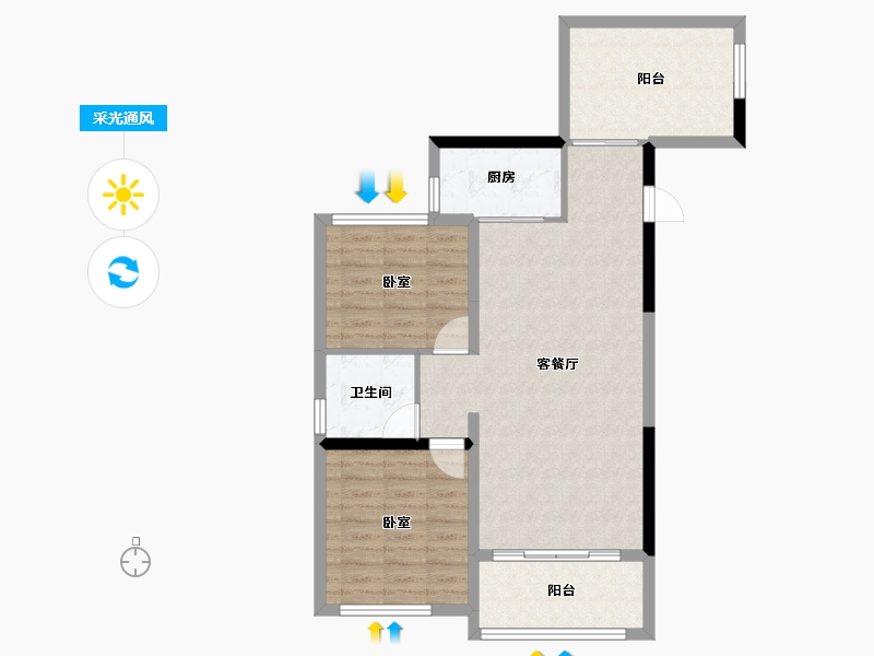 四川省-成都市-瀚城绿洲-79.63-户型库-采光通风