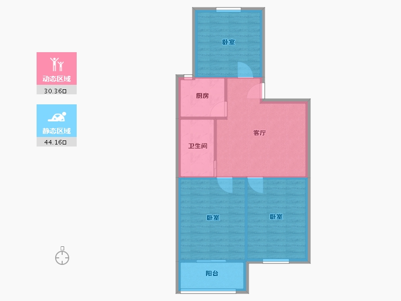 江苏省-南京市-小杨村小区-72.29-户型库-动静分区