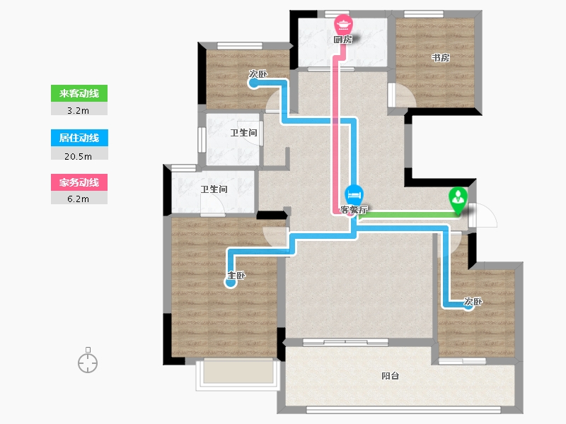 浙江省-金华市-金地中海都汇拾光-105.60-户型库-动静线