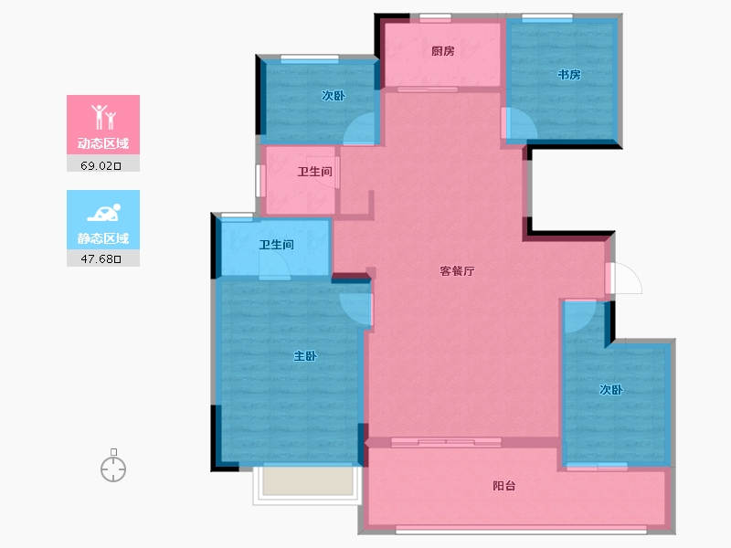 浙江省-金华市-金地中海都汇拾光-105.60-户型库-动静分区