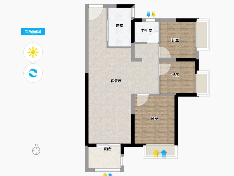 河南省-郑州市-谦祥时光序-71.20-户型库-采光通风