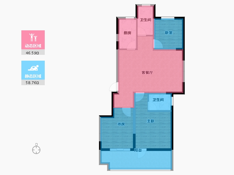 山东省-淄博市-金城荣基柳泉书院-94.40-户型库-动静分区