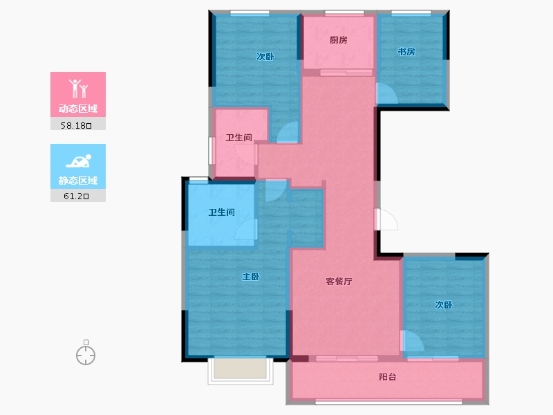 浙江省-宁波市-中交阳光城春风暴里-106.96-户型库-动静分区