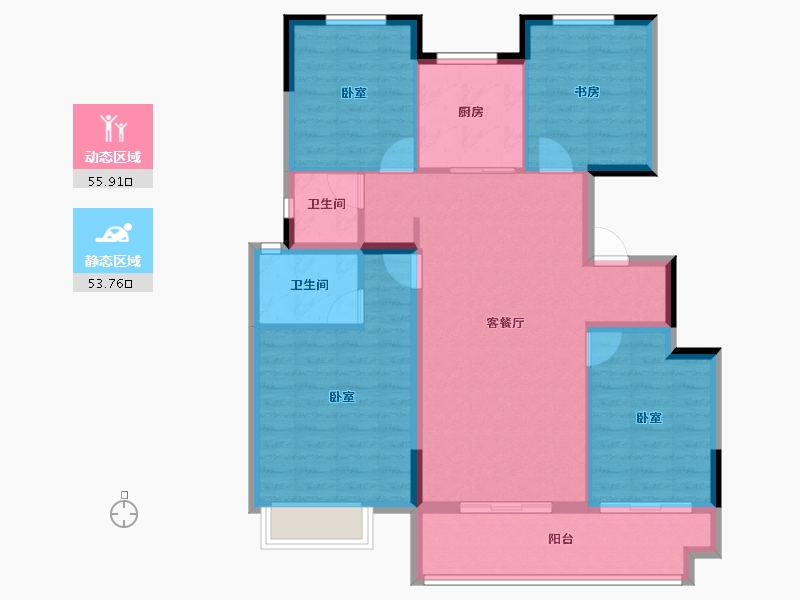 浙江省-宁波市-鸿程璟麟府-98.96-户型库-动静分区