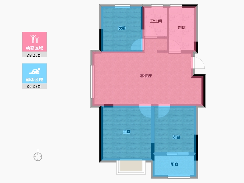 浙江省-金华市-天阳兰花名邸-66.39-户型库-动静分区