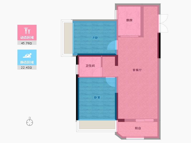 河南省-郑州市-睿达广场·幸福里-60.49-户型库-动静分区