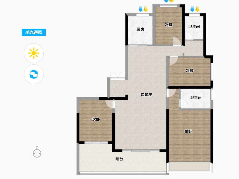 河南省-郑州市-康桥天樾九章-135.17-户型库-采光通风