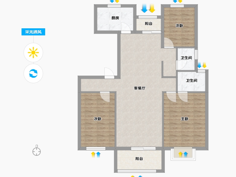 湖北省-荆门市-御湖半岛-98.00-户型库-采光通风