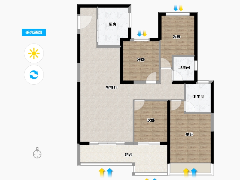 河南省-郑州市-康桥天樾九章-114.40-户型库-采光通风